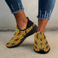 Women's Bold African Kente Inspired Pattern Fly Weave Drop-in Heel Sneakers