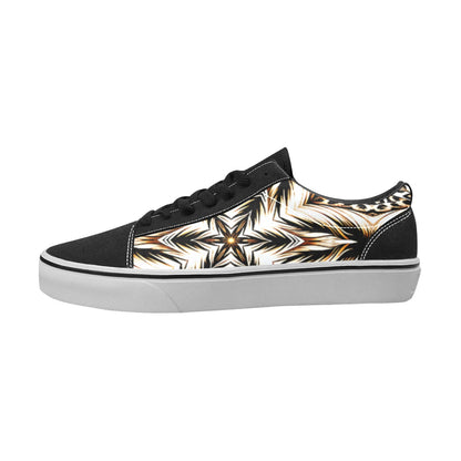 Women's Golden Baroque Pattern All-Over Print Low Top Skateboarding Shoes