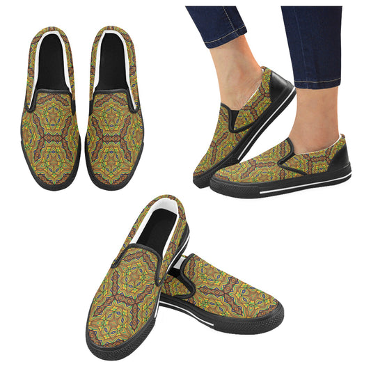 Women's Kaleidoscope Geo Patterned Unusual Slip-on Canvas Shoes
