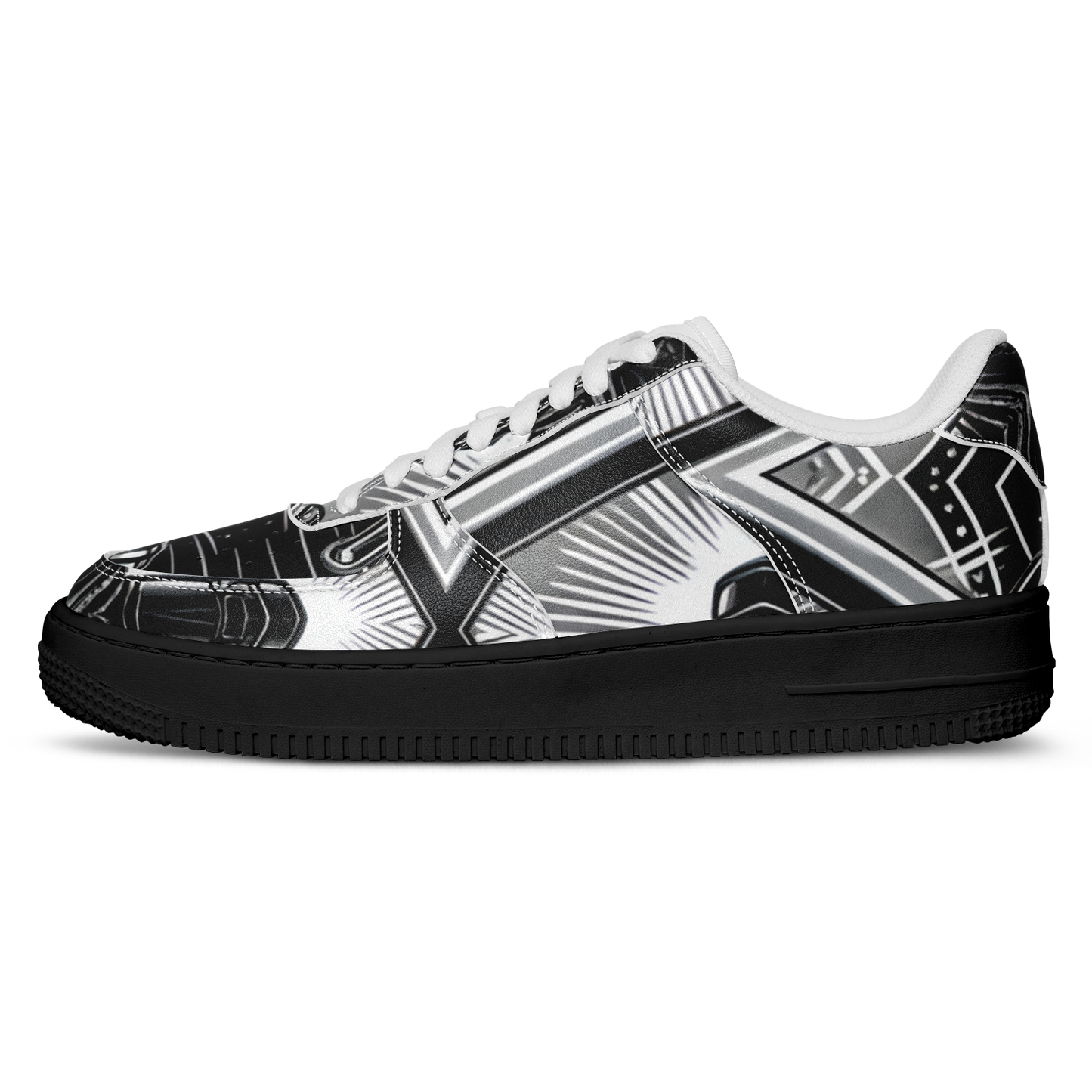Men' Monochrome Gothic Kaleidoscope Pattern All Over Print Core Low Shoes
