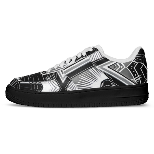 Men' Monochrome Gothic Kaleidoscope Pattern All Over Print Core Low Shoes