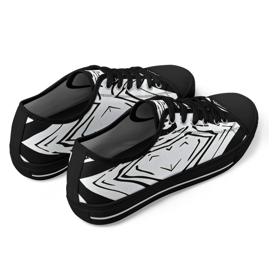 Men's Black & White Kaleidoscope Pattern All Over Print Urban Peak Low Shoes