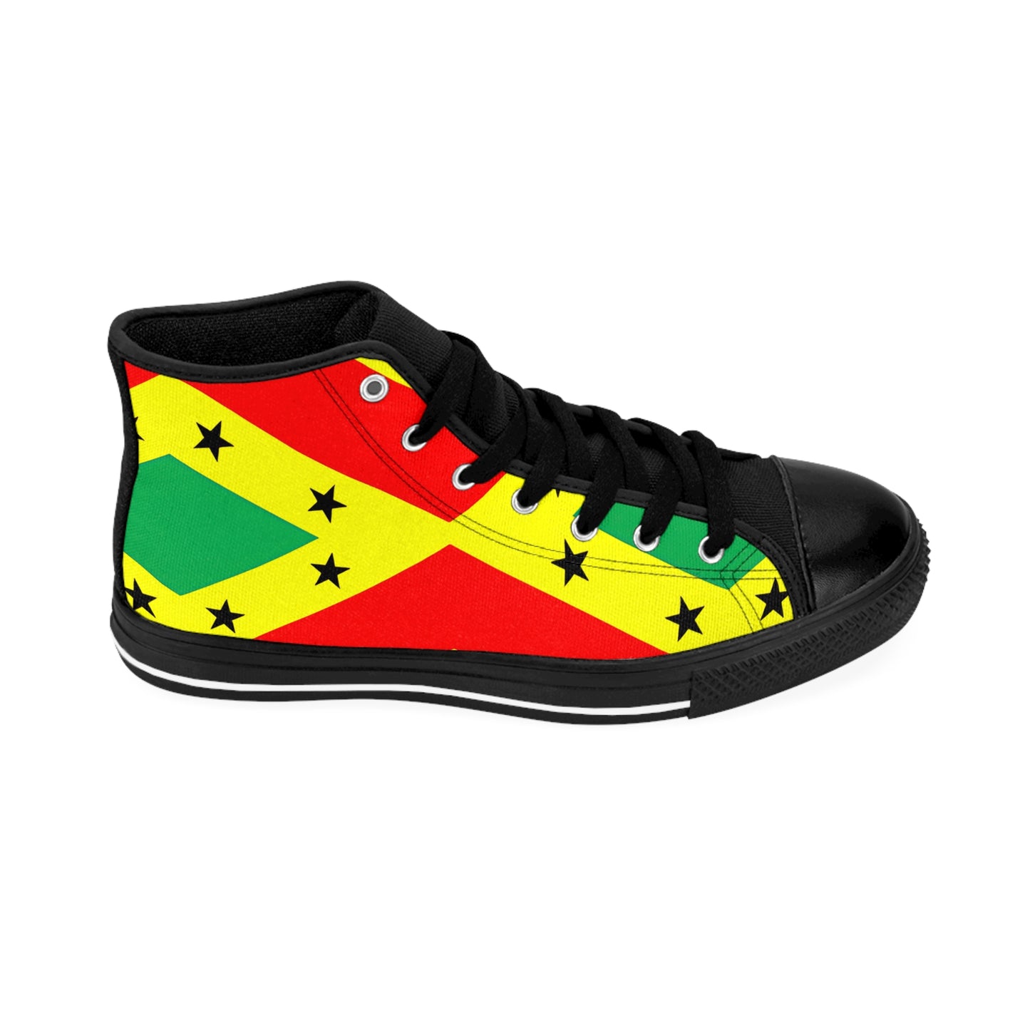 Men's Red Yellow Green Black Stars Flag High Top Sneakers
