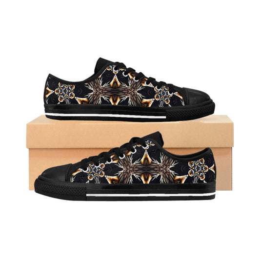 Men's  Black Geometric Pattern Pattern Low-Tops Sneakers