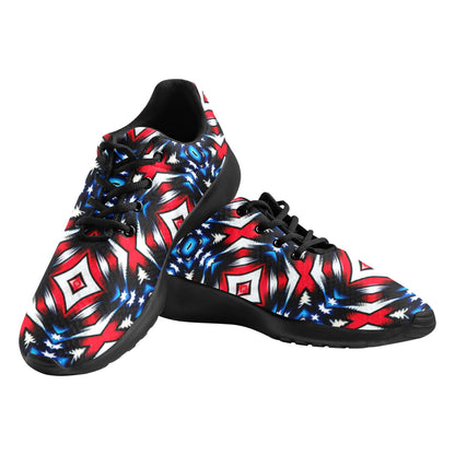 Women's Red White Blue Geometric Pattern All-Over Print  Athletic Shoes