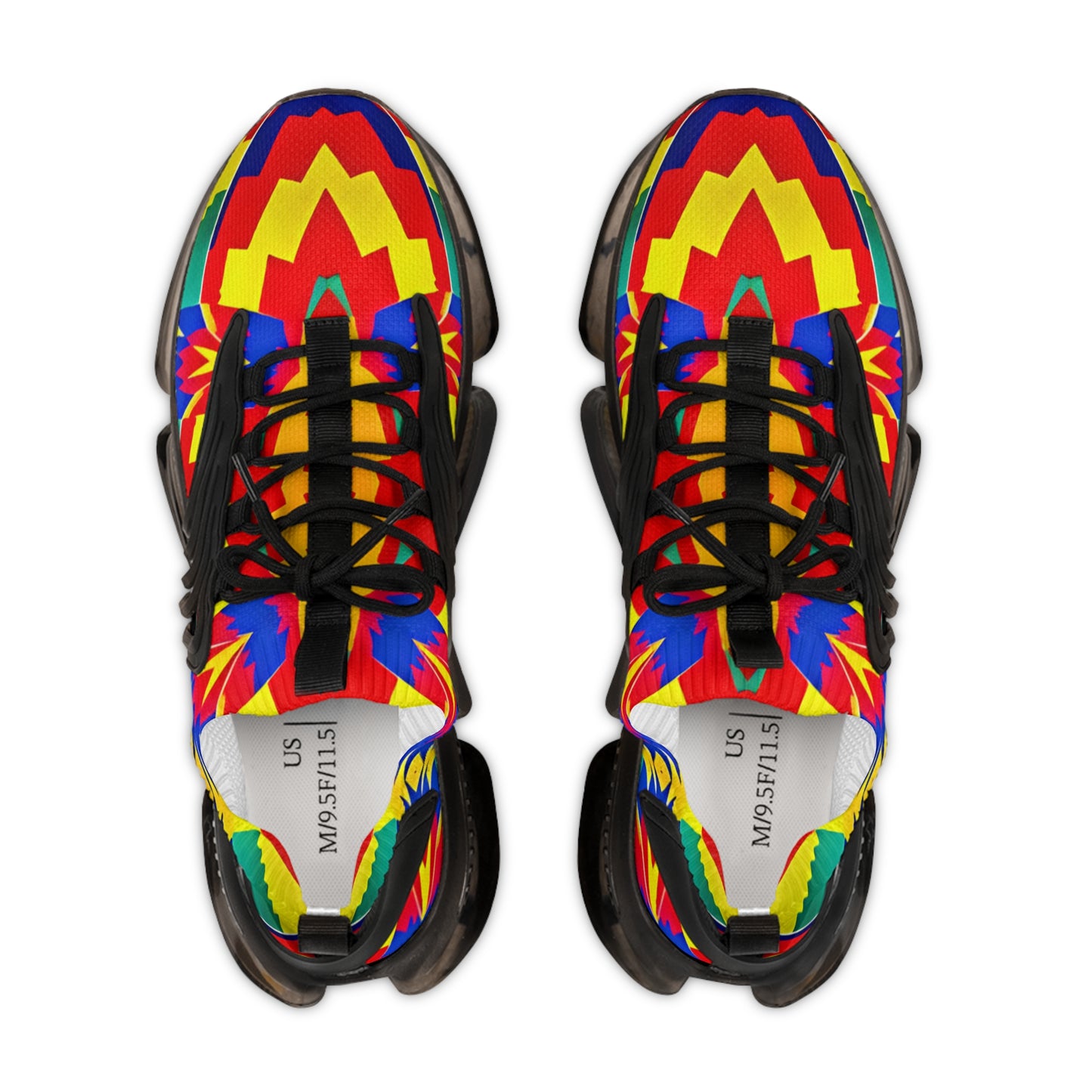 Men's Bold Rainbow Kente-Inspired Geometric Pattern All Over Print Mesh Sneakers