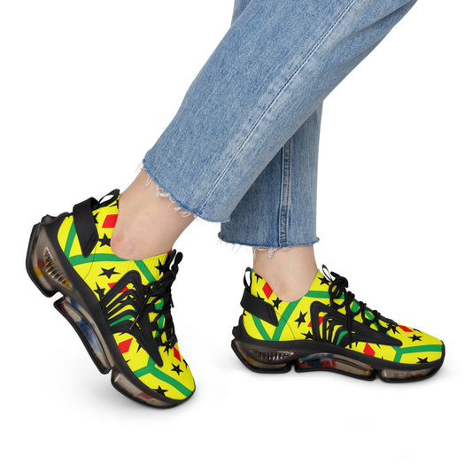 Women's Red Yellow Green Black Stars Athletic Mesh Sneakers