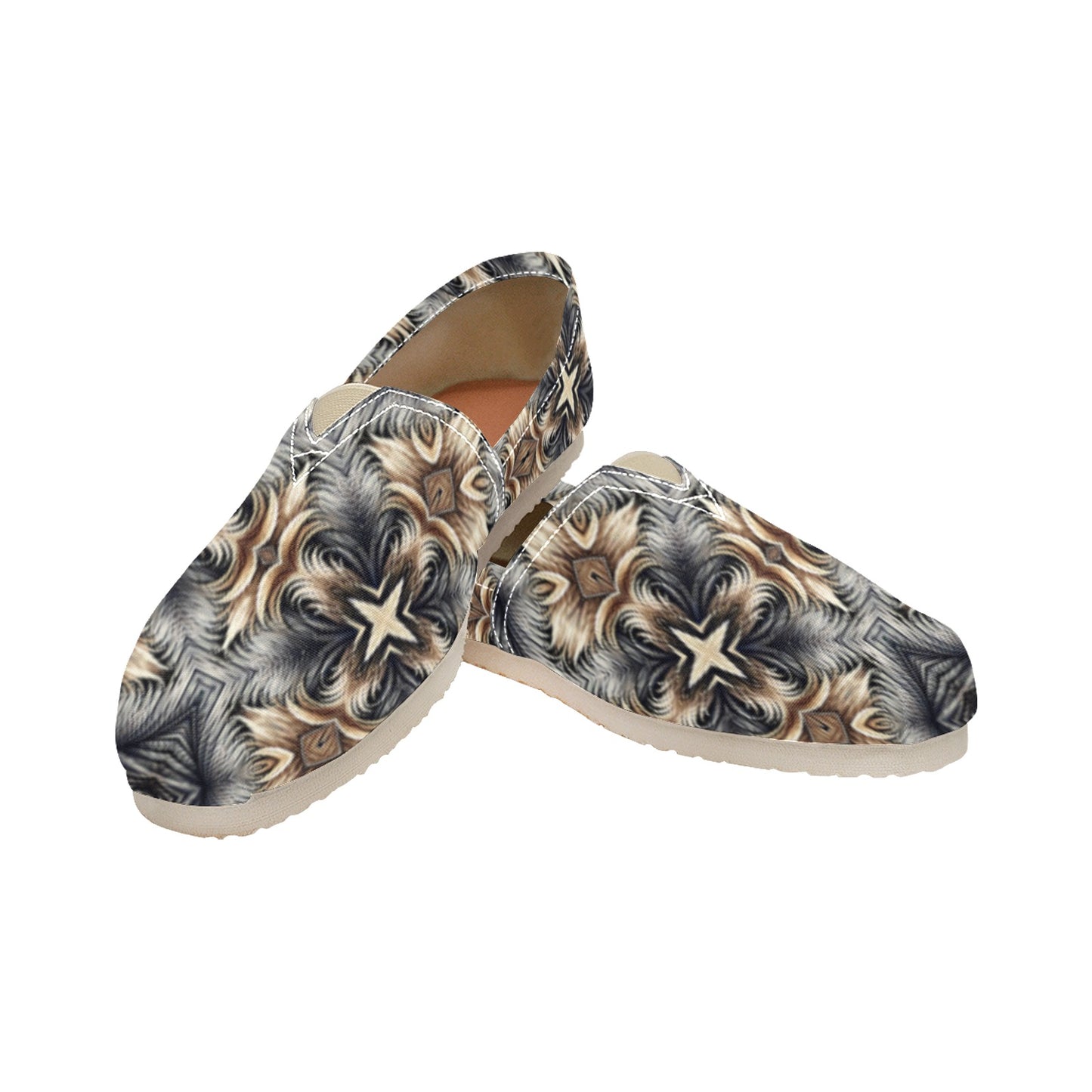 Women's Neutral Geometric Floral Pattern All Over print  Classic Canvas Slip-On