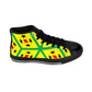 Women's Yellow Geometric Vibrant Star & Diamond Pattern High Top Sneakers