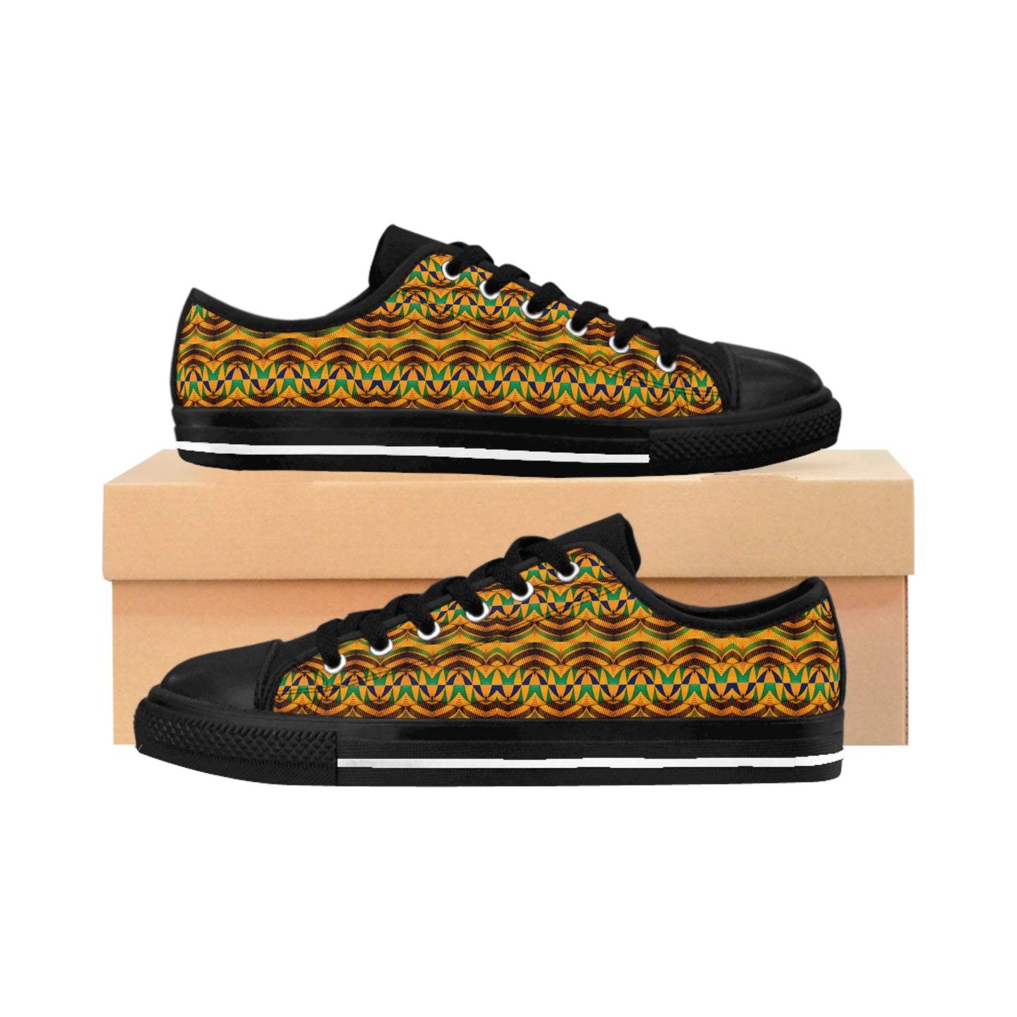 Women's Retro Wave Multicolor Pattern Low Top Sneakers