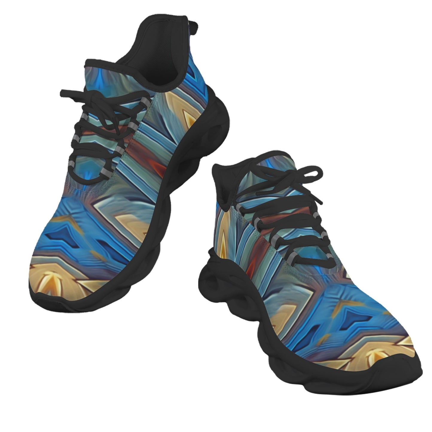 Women's Retro Radiant Waving Pattern All-Over Print Twisted Sole Sneakers