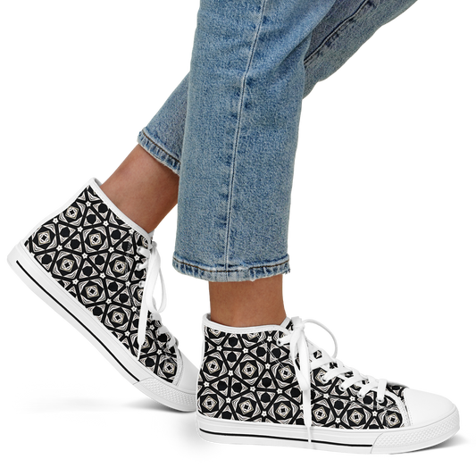 Women's Black Geometric Pattern Urban Peak High Top Shoes