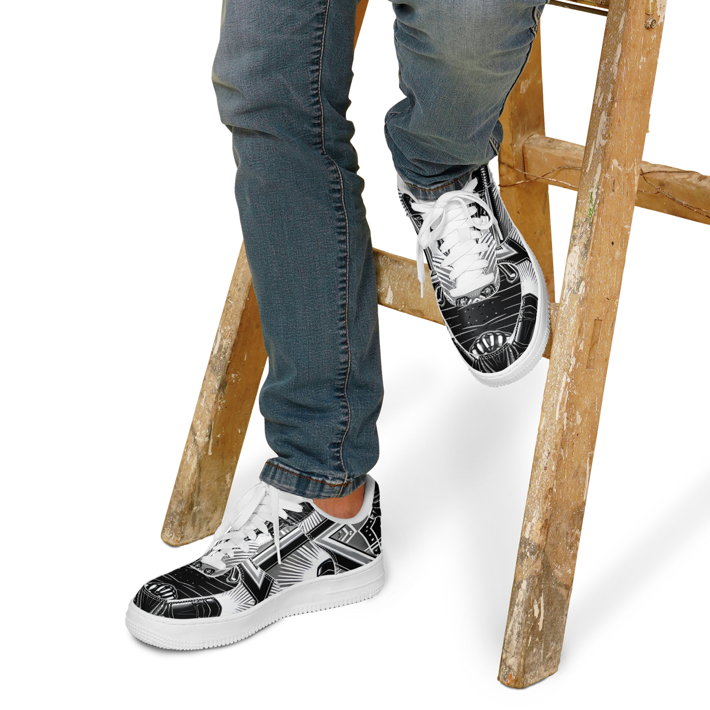 Men' Monochrome Gothic Kaleidoscope Pattern All Over Print Core Low Shoes
