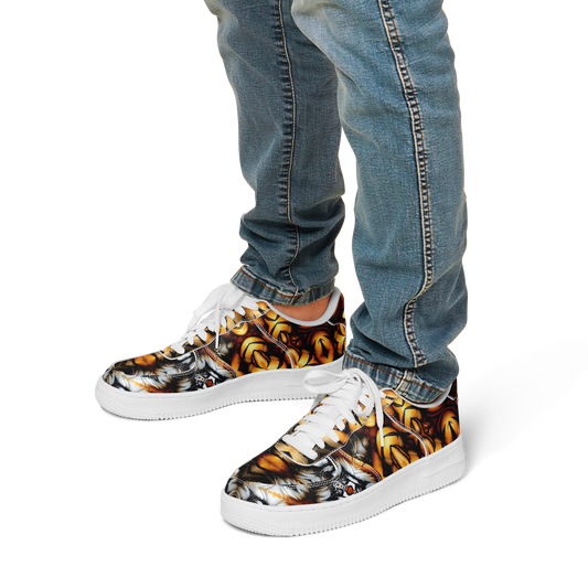 Men's Golden & White Kaleidoscope Pattern All-Over Print Core Low Shoes