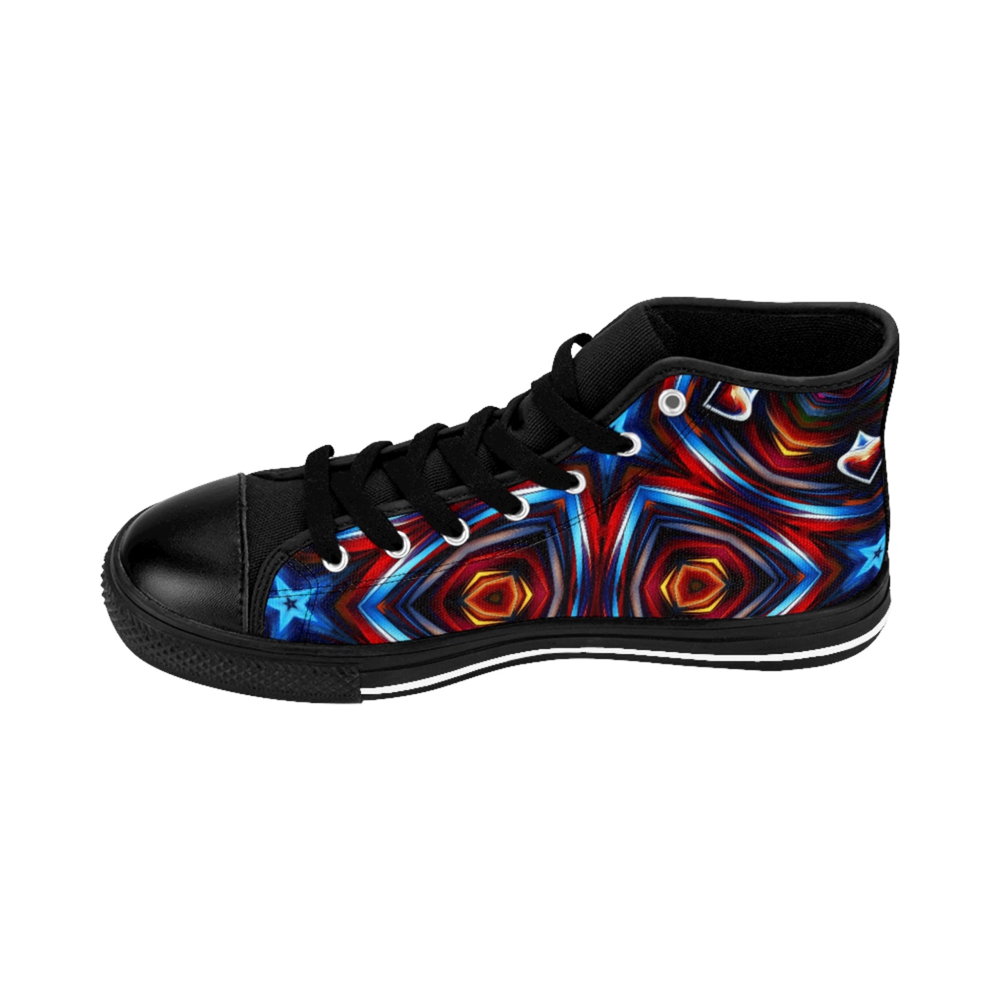 Men's Vibrant Geometric Kaleidoscope All Over Print High-Top Sneakers