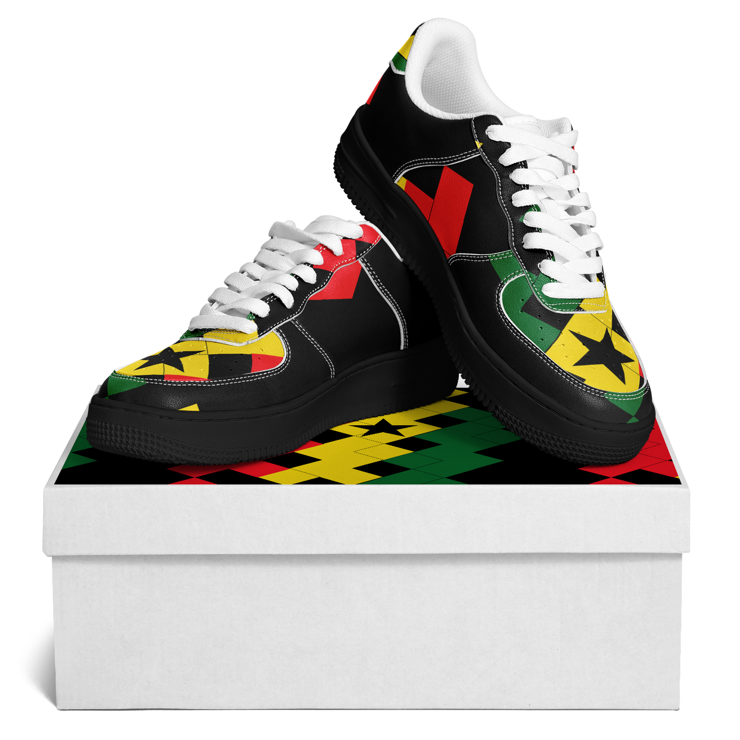 Men's Red Yellow Green and Black Stars Core Low Shoes