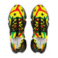 Men's Red Yellow Green Black Stars Athletic Mesh Sneakers