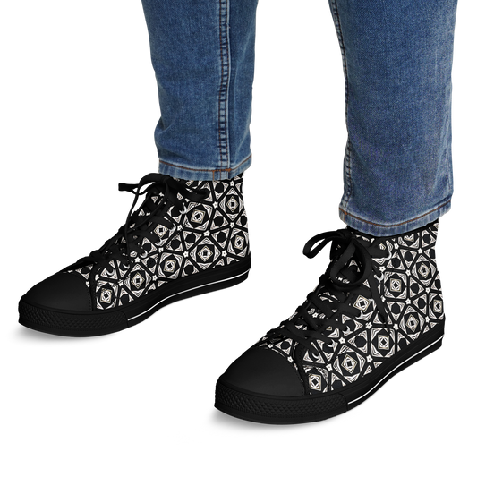 Men's Black Geometric Pattern Urban Peak High Top Shoes