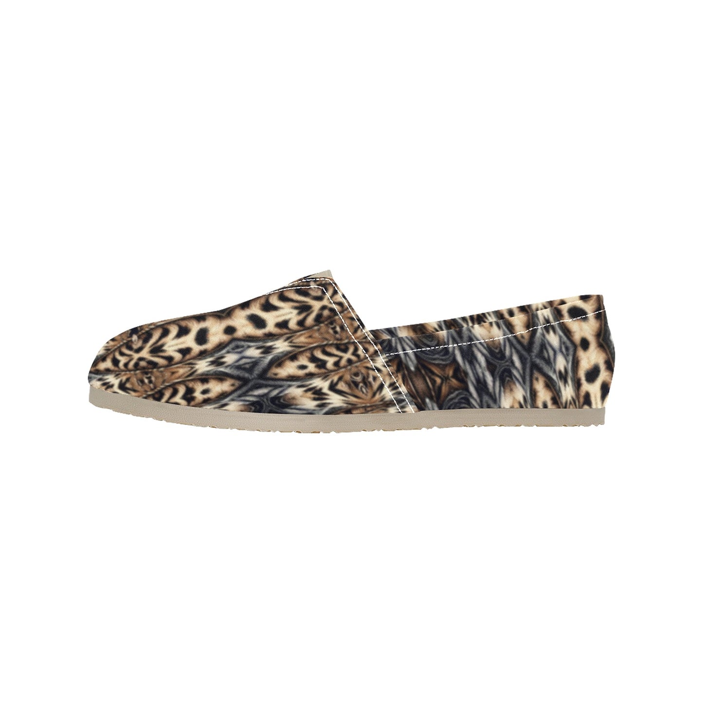 Women's Brown Geometric Pattern All-Over Print Classic Canvas Slip-On