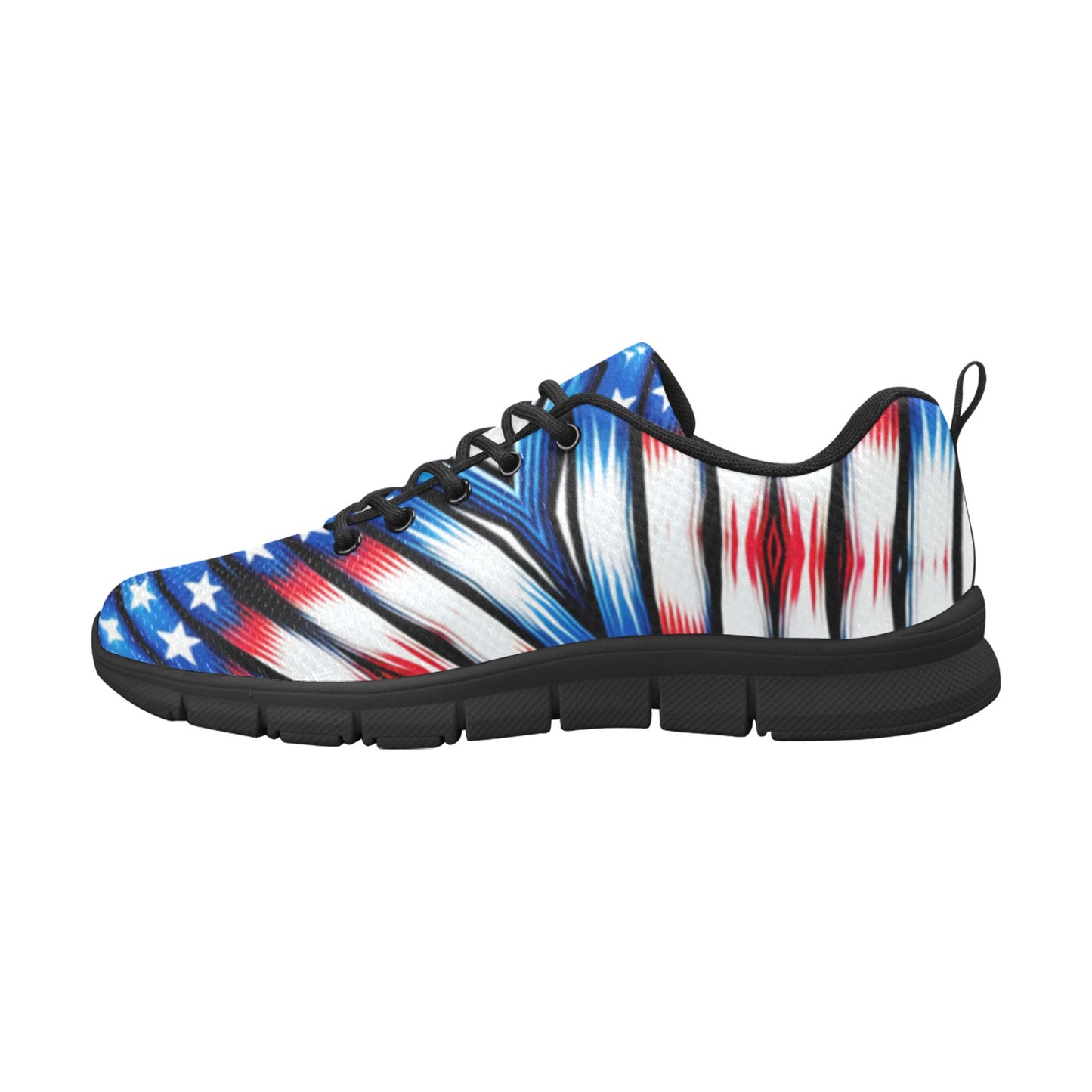Men's Red White Blue Geometric Pattern All-Over Print  Breathable Running Shoes.
