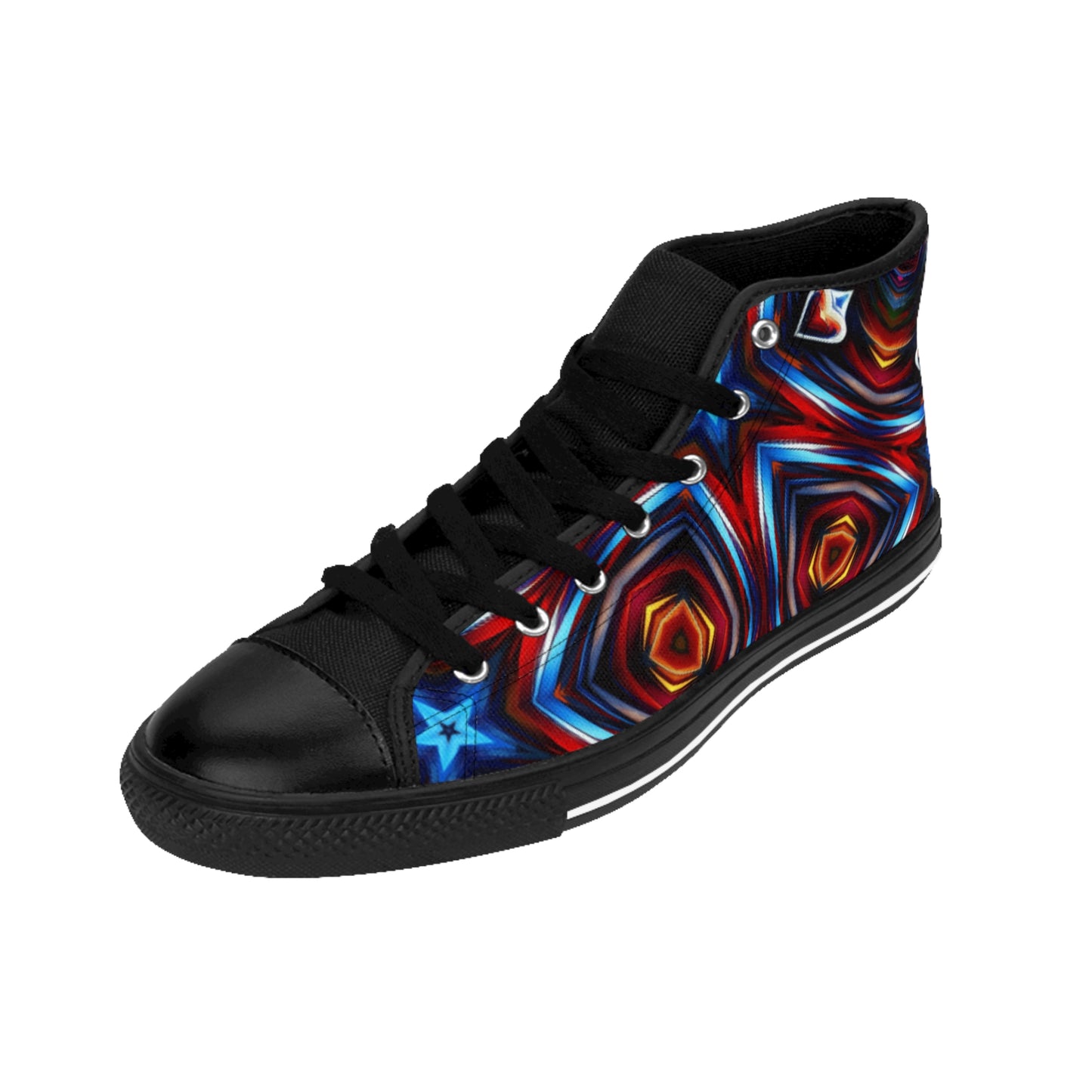 Men's Vibrant Geometric Kaleidoscope All Over Print High-Top Sneakers