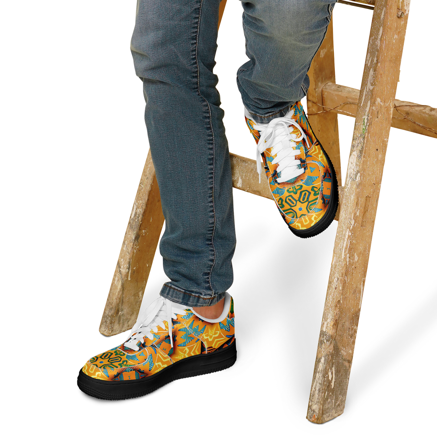 Men's Golden Kaleidoscope Pattern Core Low Shoes