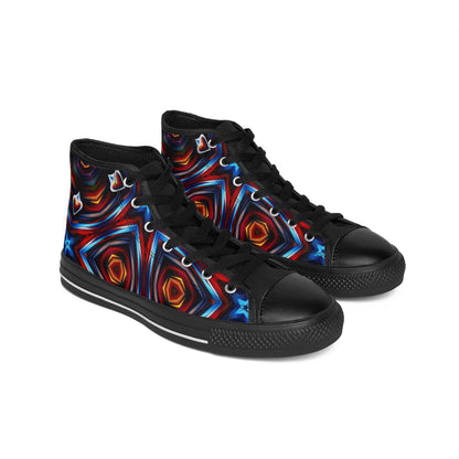 Men's Vibrant Geometric Kaleidoscope All Over Print High-Top Sneakers