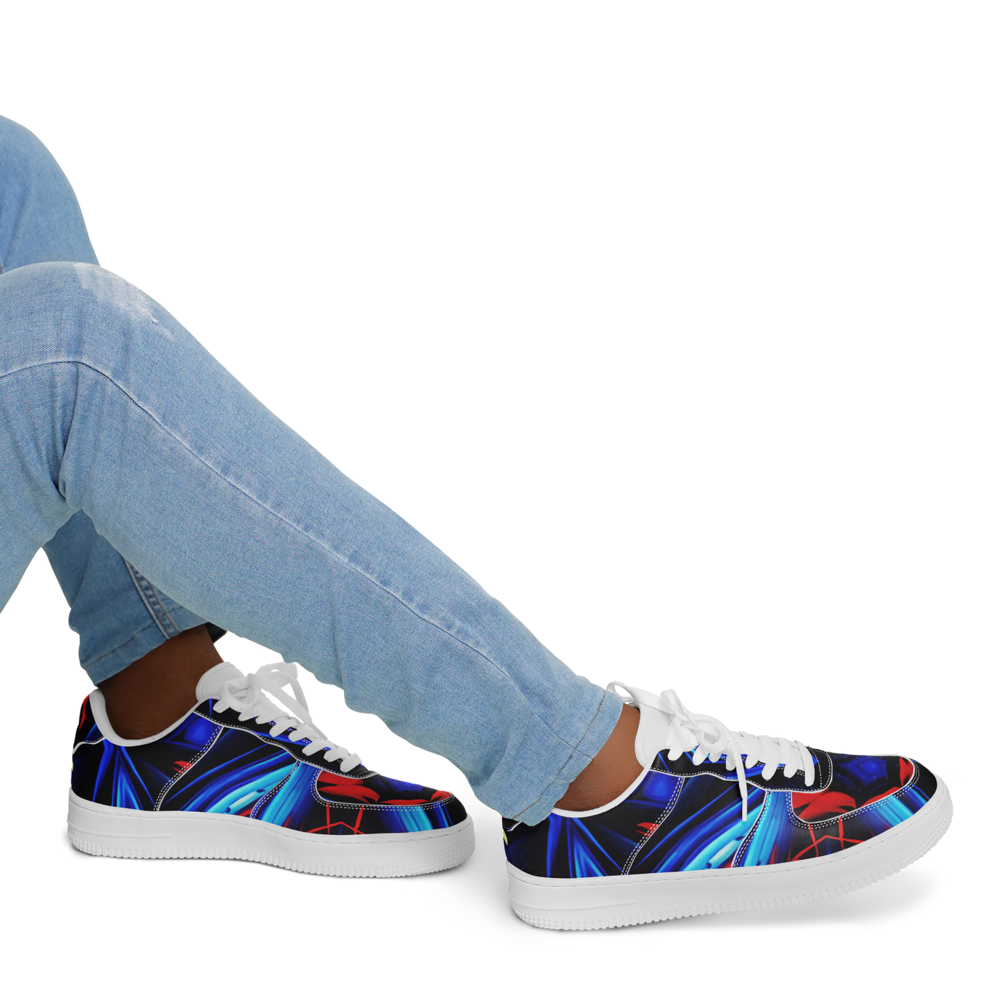 Men's Blue & Red Kaleidoscope Pattern All Over Print Core Low Shoes