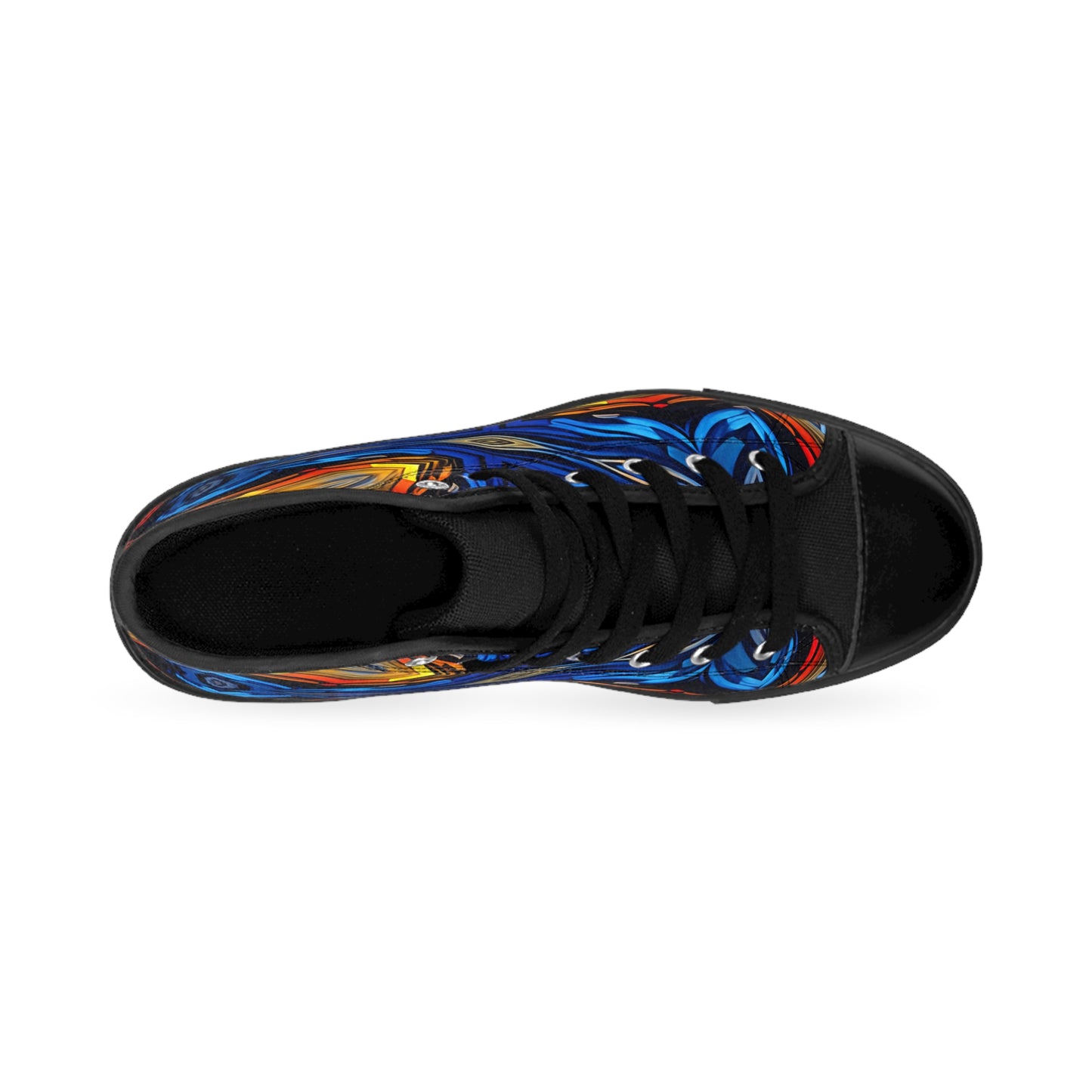 Men's Vibrant Geometric Blue & Orange Pattern All Over Print High-Top Sneakers