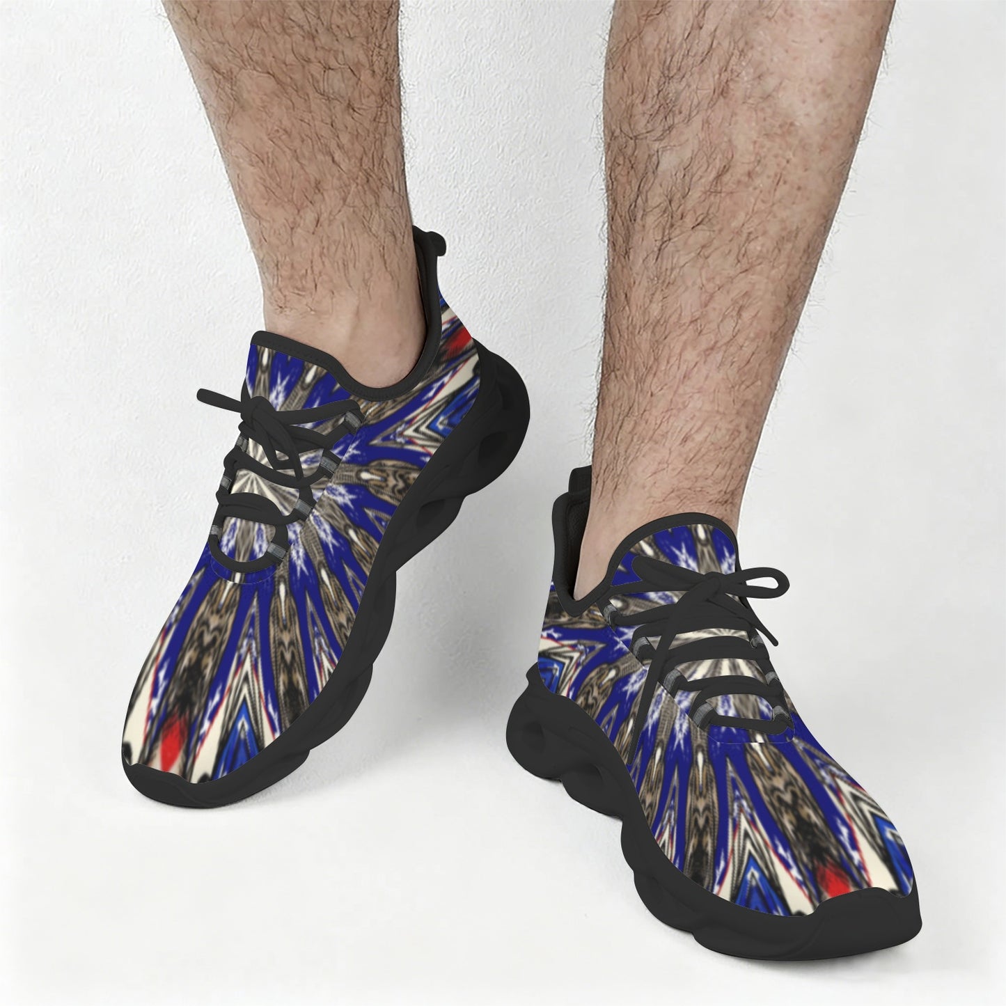 Men's Starburst Patriotic Colors Pattern All-Over-Print Twisted Sole Sneakers