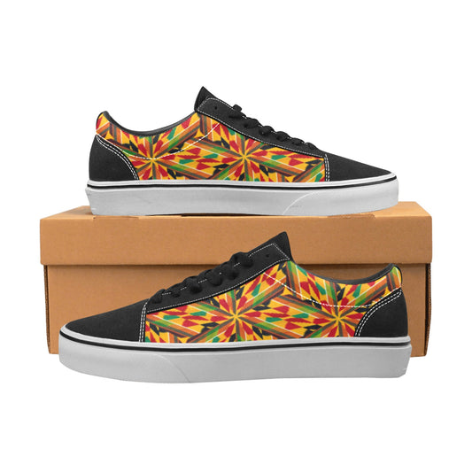 Men's Vibrant African Kente Geometric All-Over Print Low Top Skateboarding Shoes