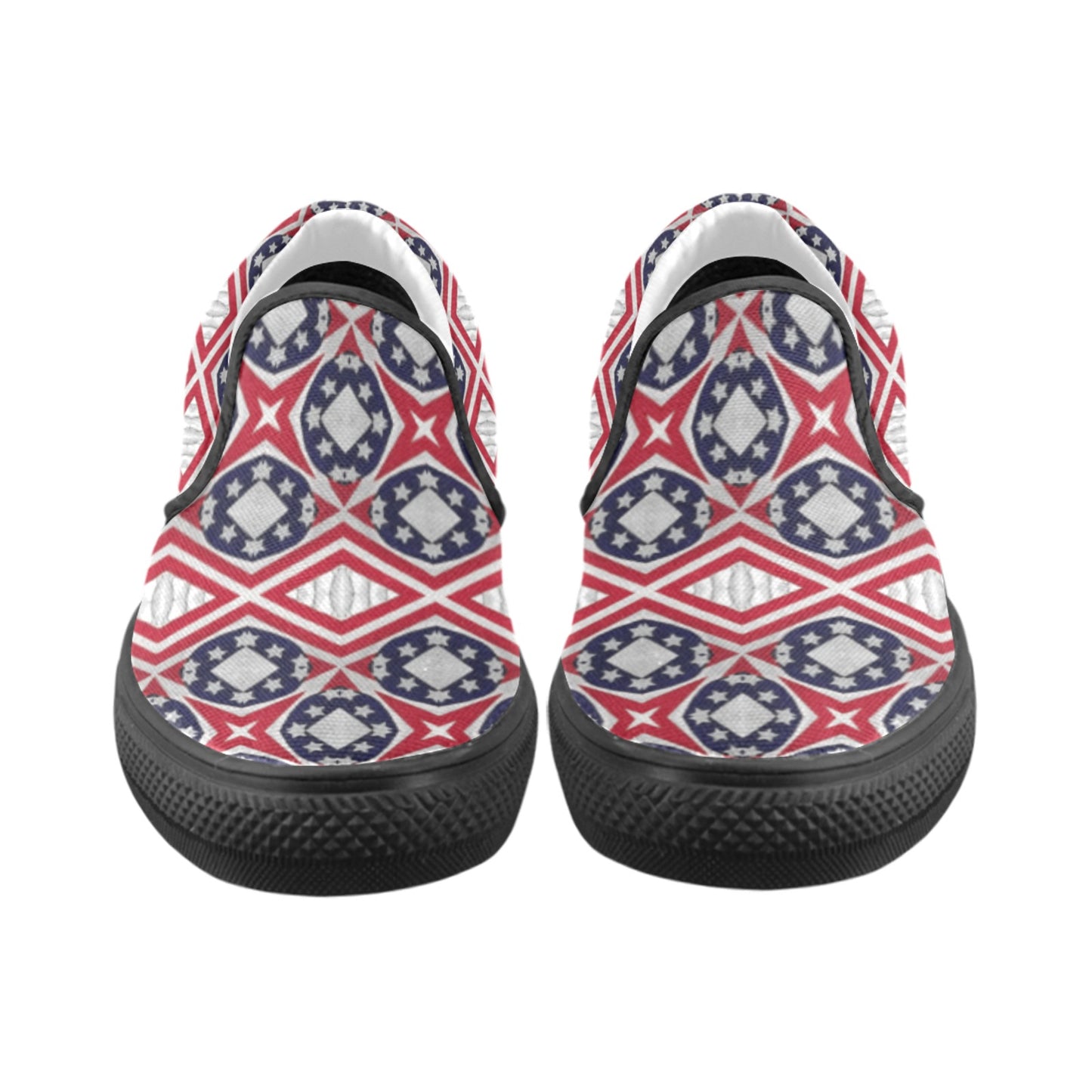 Men's Patriotic Red White Blue Geometric Unusual Slip-on Canvas Shoes