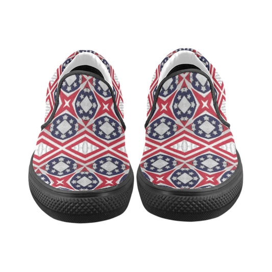 Men's Patriotic Red White Blue Geometric Unusual Slip-on Canvas Shoes