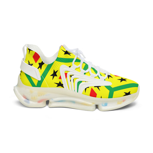 Women's Red Yellow Green Black Stars Athletic Mesh Sneakers