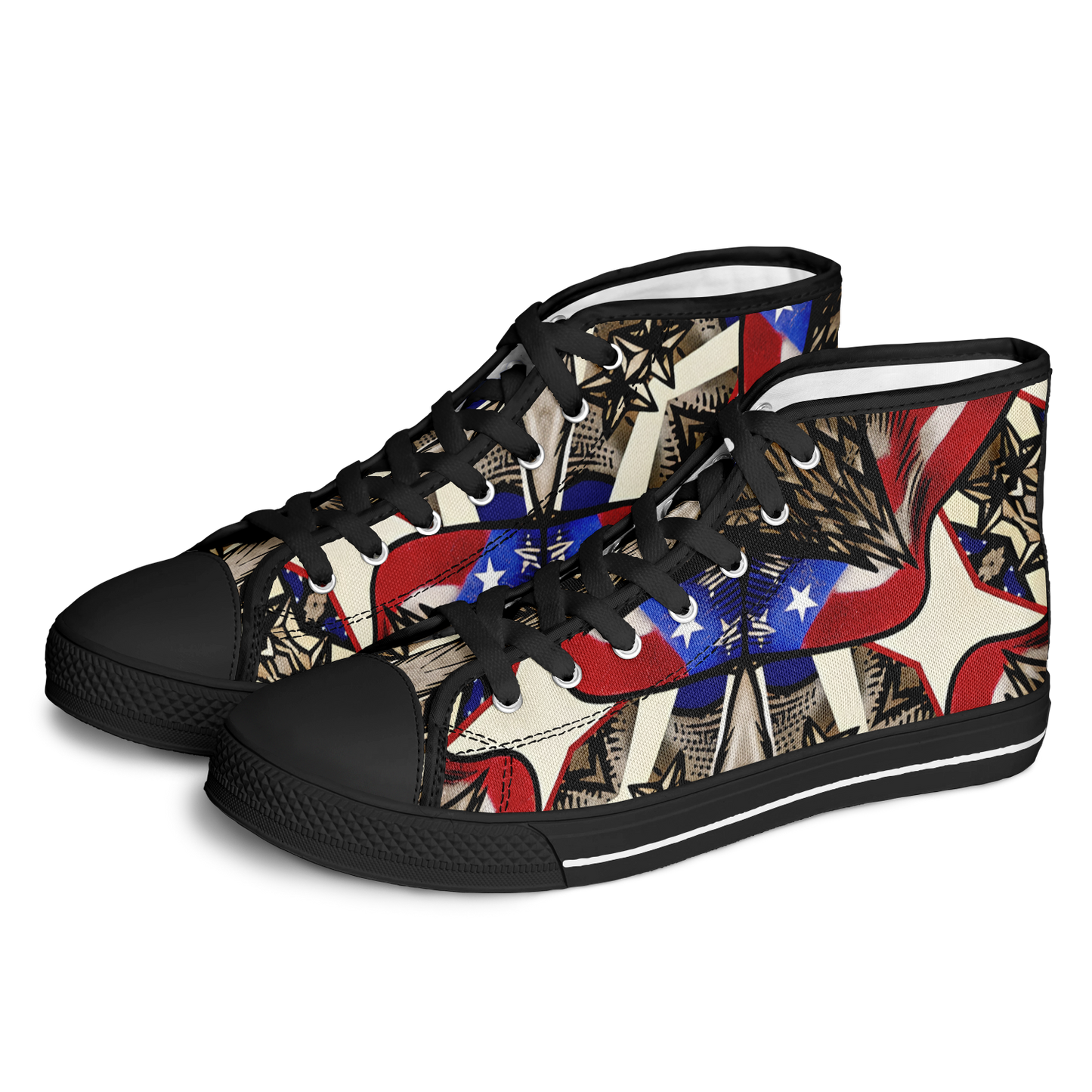 Men's Patriotic Stars & Cross Kaleidoscope Pattern All-Over Print Urban Peak High Top Shoes