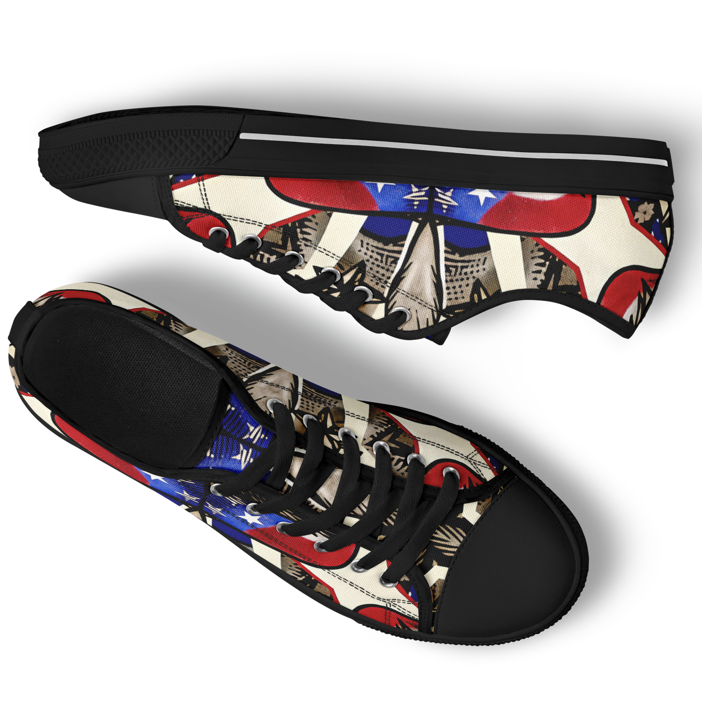 Men's Patriotic Stars & Cross Kaleidoscope Pattern All-Over Print Urban Peak Low Shoes