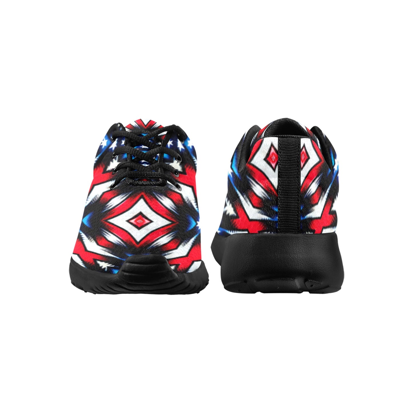 Women's Red White Blue Geometric Pattern All-Over Print  Athletic Shoes