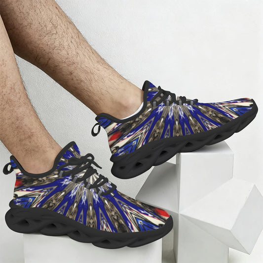 Men's Starburst Patriotic Colors Pattern All-Over-Print Twisted Sole Sneakers