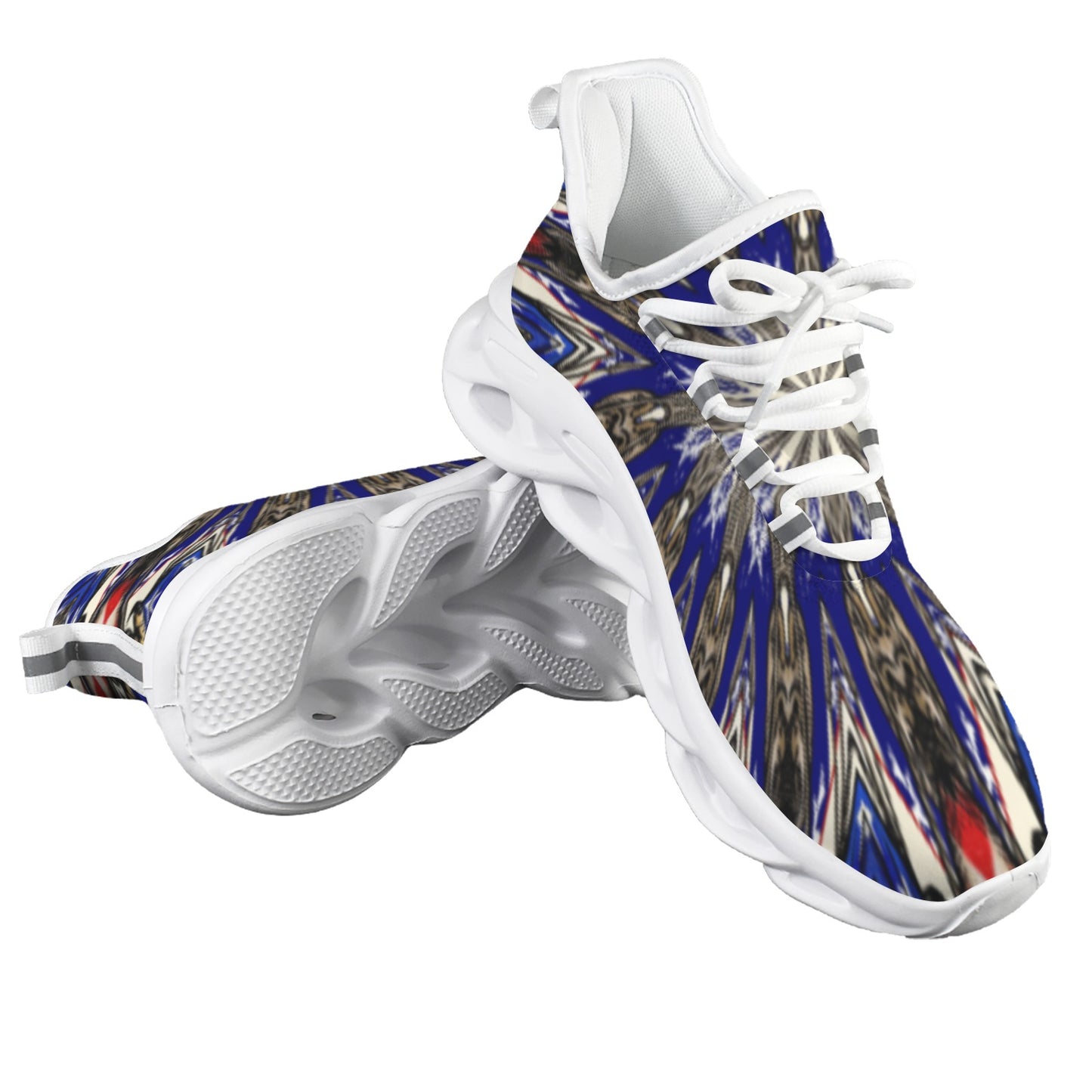 Men's Starburst Patriotic Colors Pattern All-Over-Print Twisted Sole Sneakers