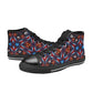 Men's Patriotic Red White Blue Geometric All Over Print Classic High Top Canvas Shoes.