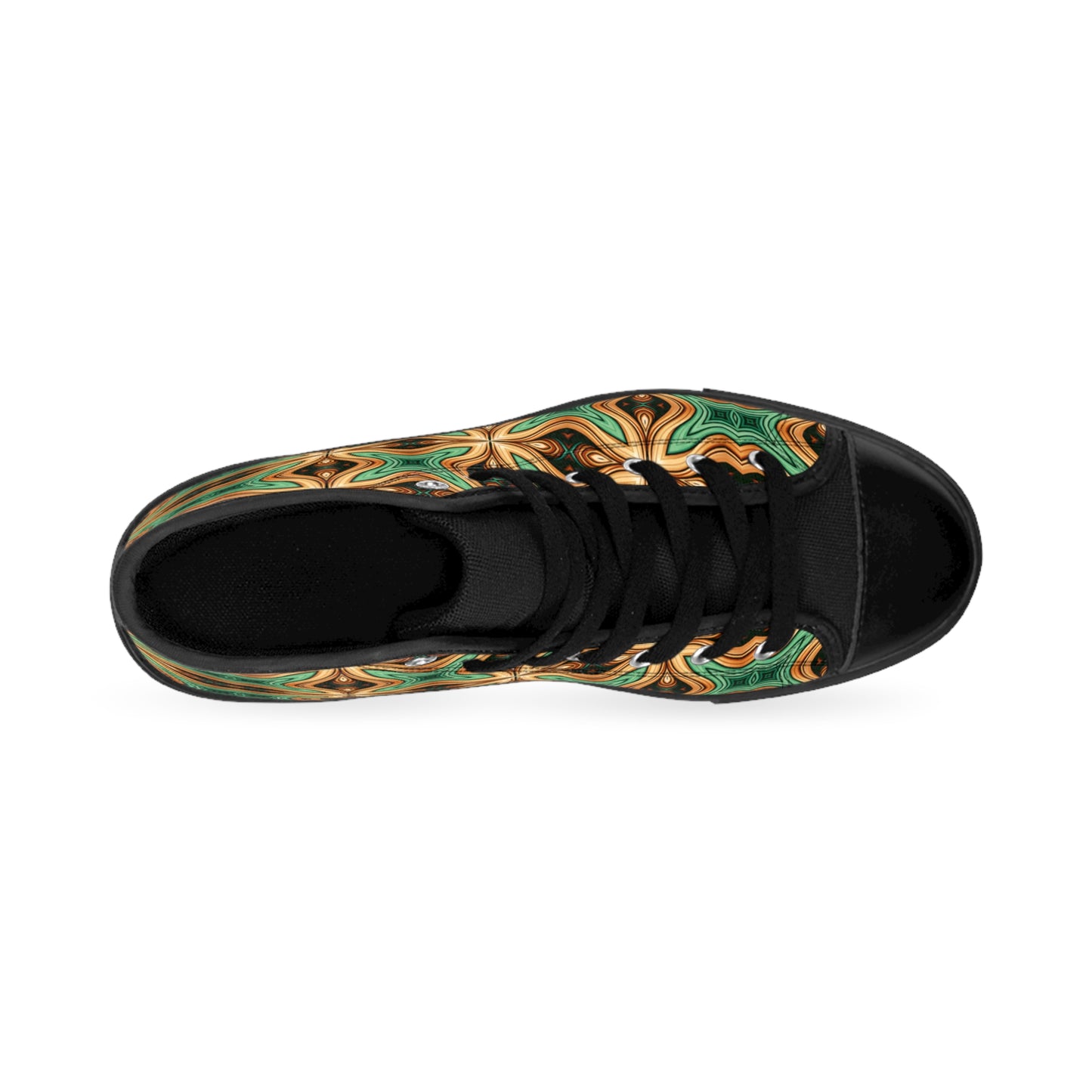 Men's Green & Gold Retro Kaleidoscope Pattern High Top Sneakers