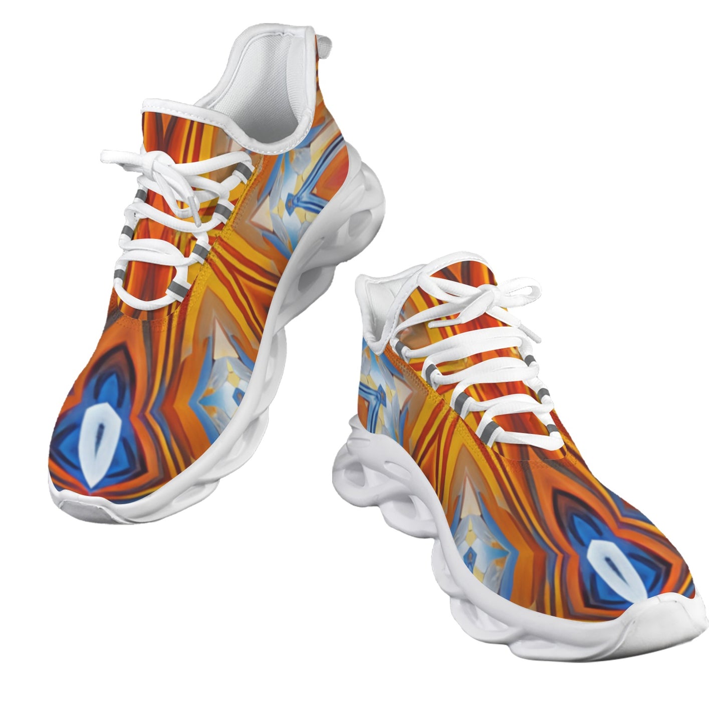 Men's Abstract Flame Kaleidoscope Pattern All Over Print All Over Print Twisted Sole Sneakers