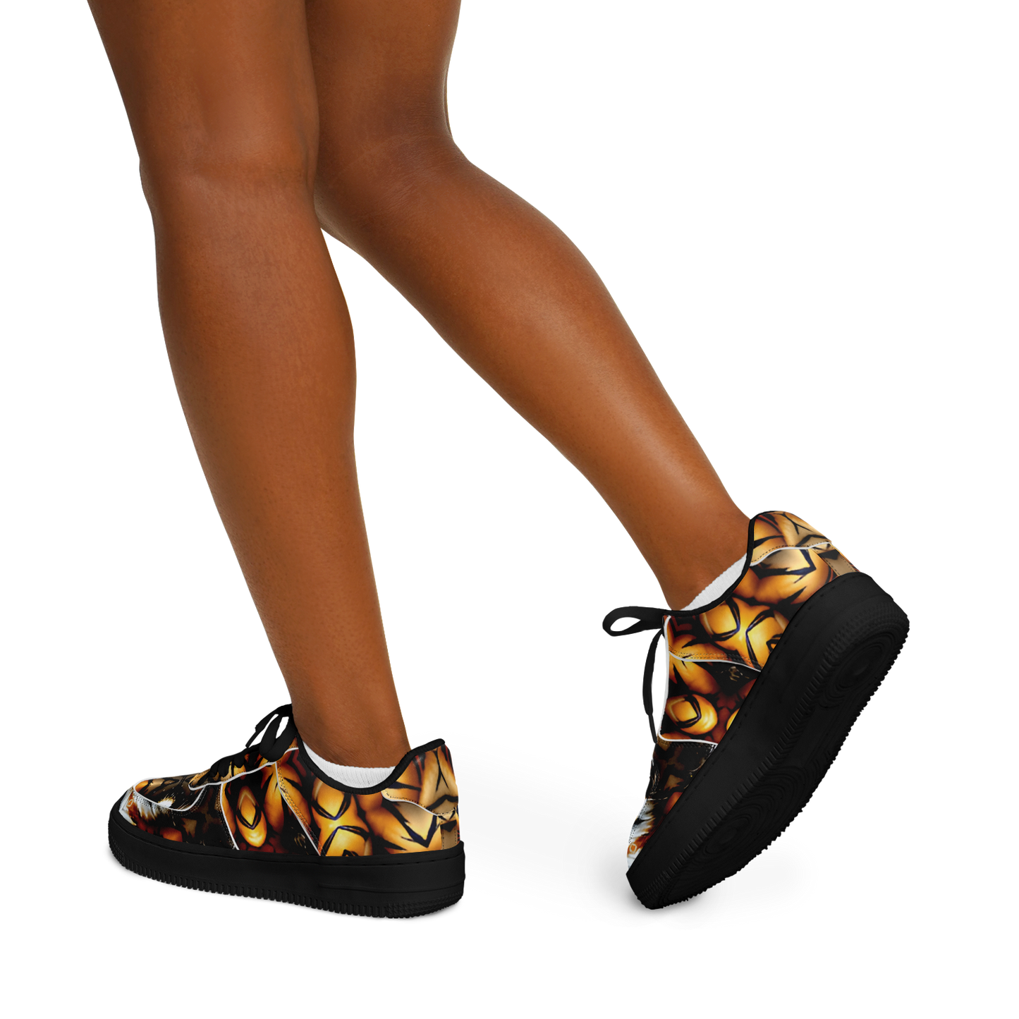 Women's Golden & Black Kaleidoscope Pattern All-Over Print Core Low Shoes
