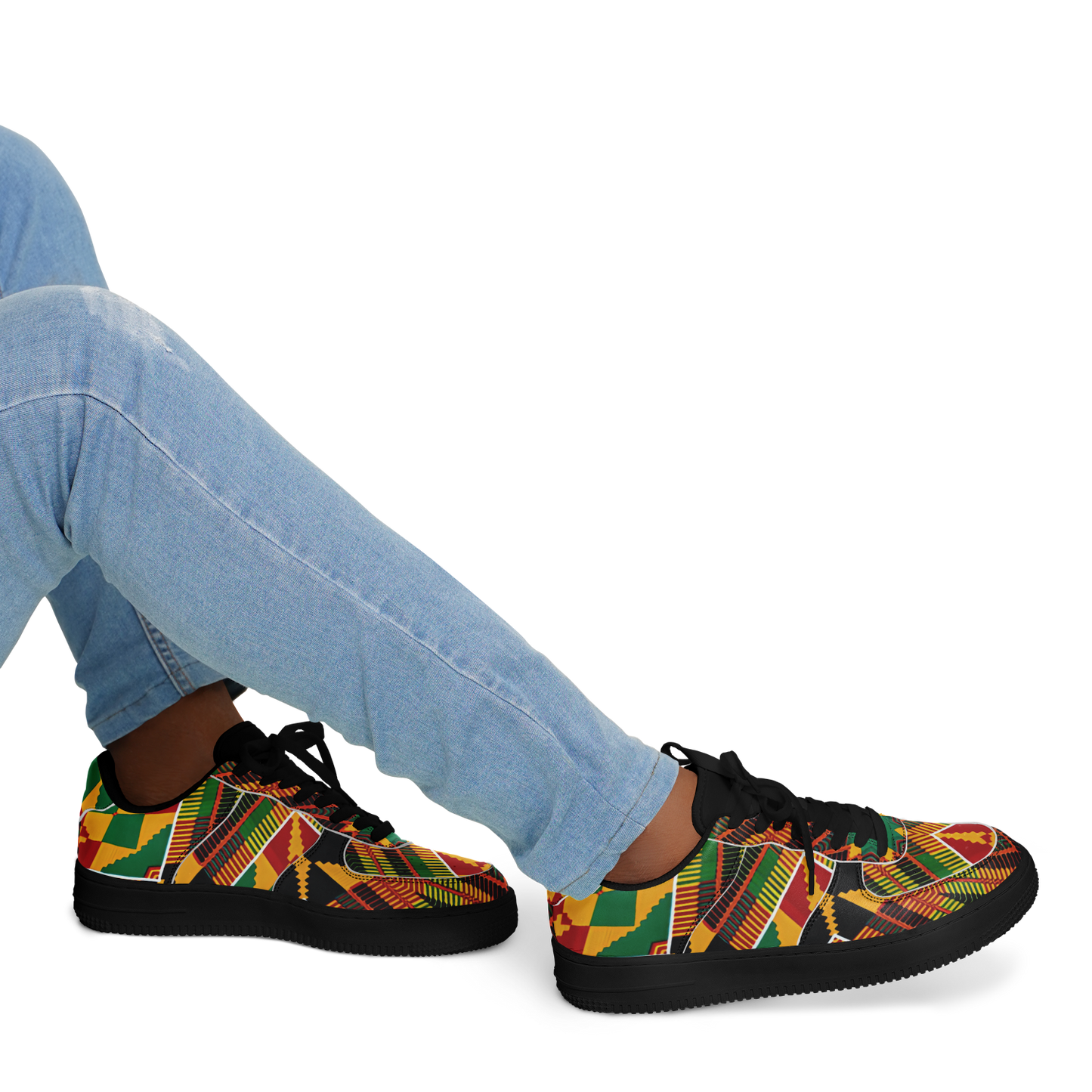 Men's Vibrant African Kente Geometric Pattern All-Over Print  Core Low Shoes