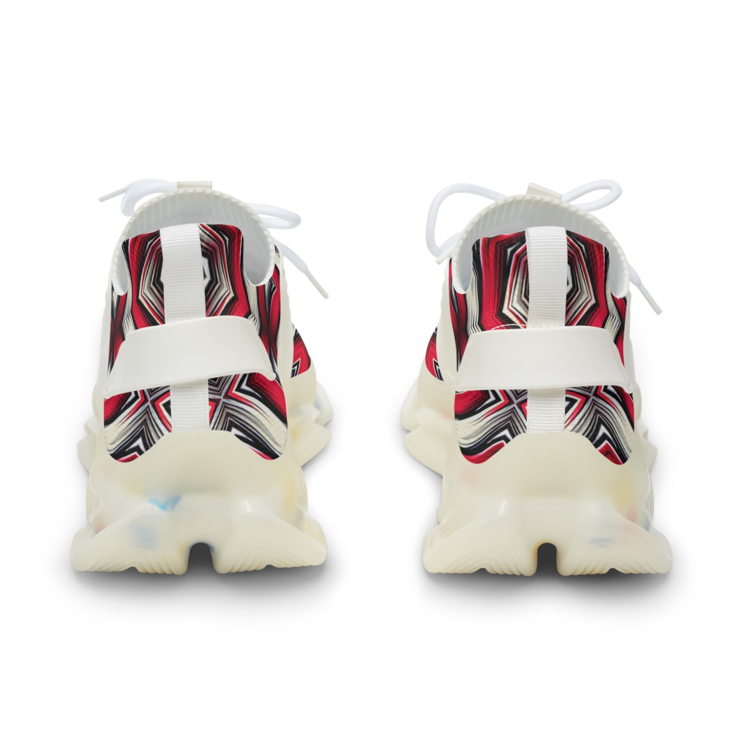 Men's Red Black Geometric Mesh Sneakers