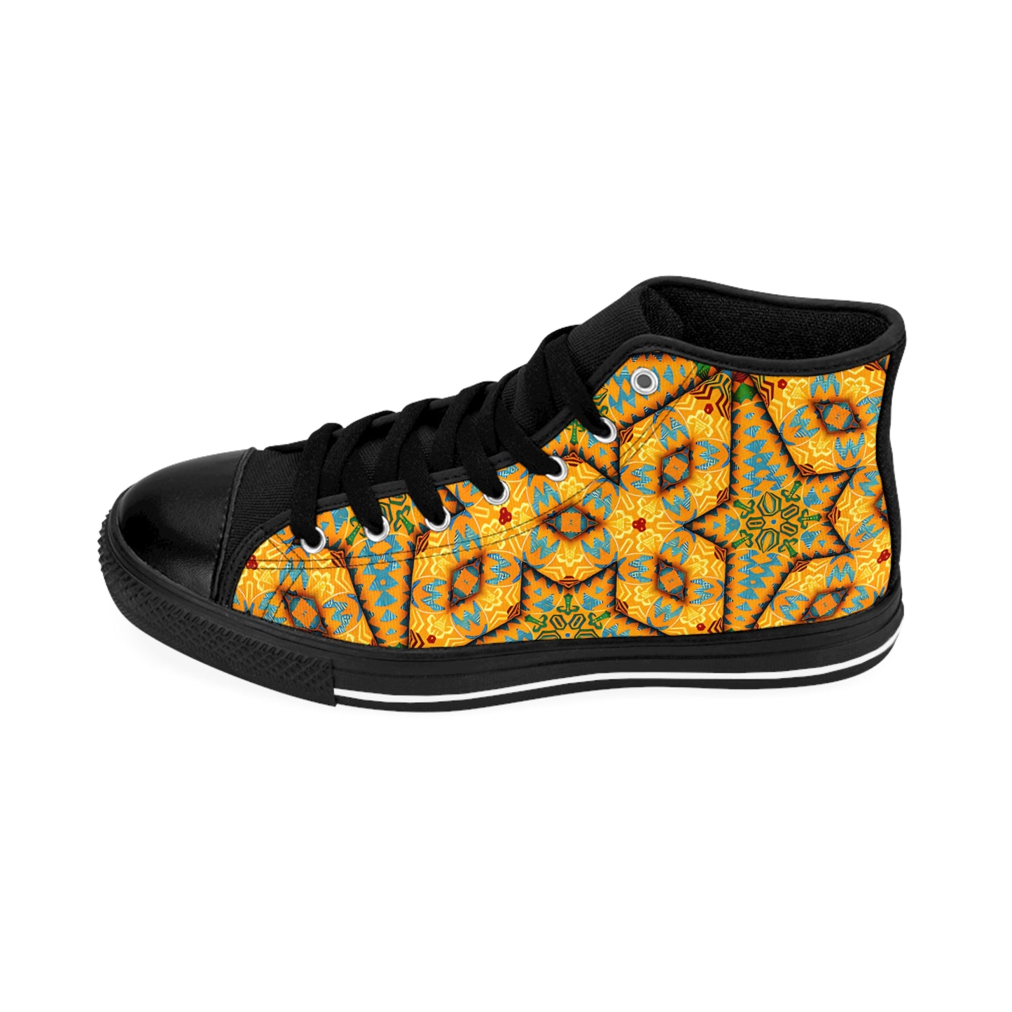 Women's Golden Geometric Mosaic Pattern Classic Sneakers