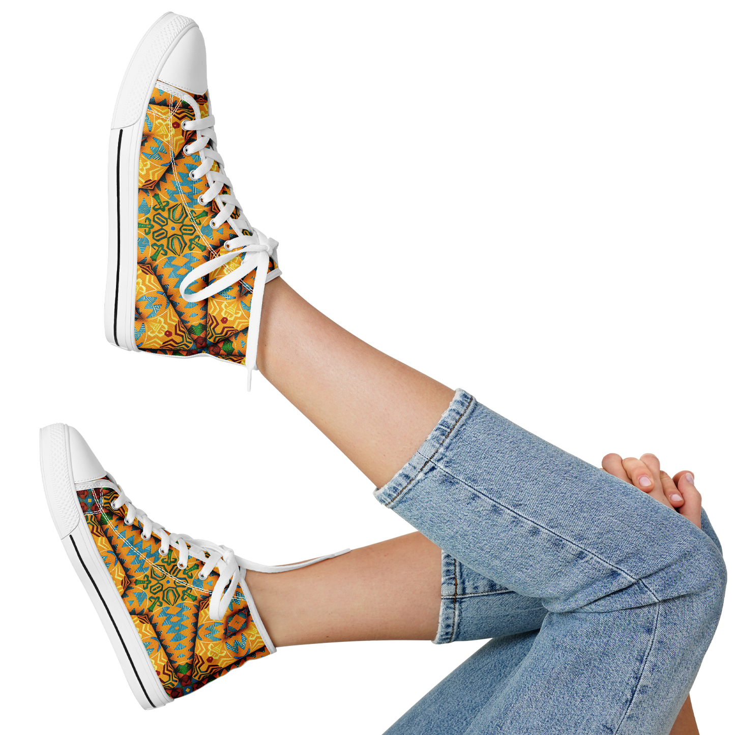 Women's Golden Geometric Mosaic Pattern Urban Peak High Top Shoes