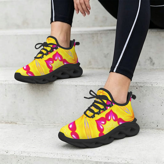 Women Bright Floral Pattern All Over Print Twisted Sole Sneakers