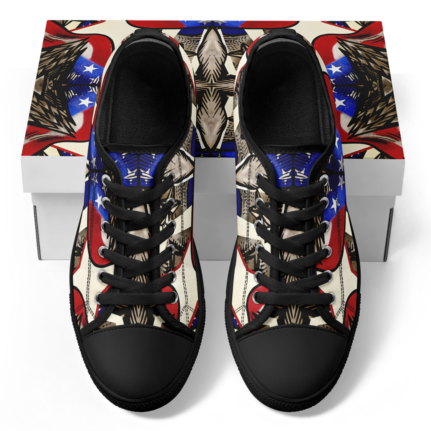 Men's Patriotic Stars & Cross Kaleidoscope Pattern All-Over Print Urban Peak Low Shoes
