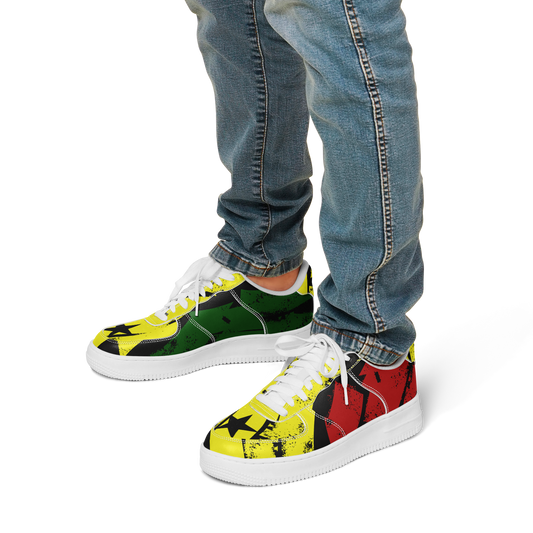 Men's Red Yellow Green and Black Stars Pattern All Over Print Urban Peak High Top Shoes